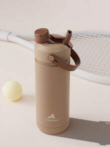 18oz Insulated Water Bottle With 2-In-1 Straw Lid, 24 Hours Cold Retention, Leak-Proof, Stainless Steel Double Wall, Suitable For Sports, Fitness, Travel And School - Brown - View 6