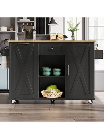 Sairedel Moderne Kitchen Isl In Wit Multifunctional Buffet Cabinet Integrated Trash Can Compartment Flexible Dining Tafel Snack Shelves Stretch Function Cabinets Intelligent Storage Space The Area view 2