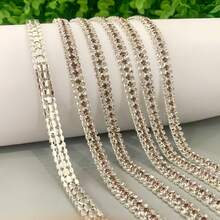 1 Yard 3 Rows/2 Rows AB Rhinestone Chain, Gold/Silver Base With Claw Chain, Suitable For Doll Making, Plush Doll Making, Clothing Decoration, Embroidery, Jewelry Making, Gift Decoration - Multicolor - View 23