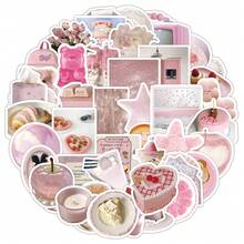 50pcs Pink Cute & Gentle Ins Style Minimalist Decorative Stickers For Bookshelf, Refrigerator, Wall, Picture Books - Multicolor - View 6