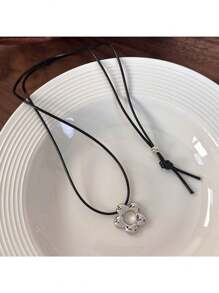 1 件时尚百搭花卉蜡绳项链，适合女士，独特设计颈链，2025 年新品 - 吊墜項鍊 - 查看 5