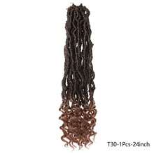 Tóc giả bện móc kiểu Goddess New Faux Locs dài 24 inch, bó 1/7, tóc giả bện móc dài mềm mại có sẵn các vòng móc với đuôi xoăn, tóc giả bện Nu Locs tổng hợp màu đen tự nhiên, dành cho phụ nữ. - Nhiều màu - Xem 13