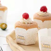 100 个优雅方形/六角形纸质松饼衬垫 - 圣诞主题纸杯蛋糕烘焙杯，适用于派对、婚礼、生日 - 底部直径 4.8 厘米 - 彩色 - 查看 4