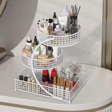 1PCS 3-Tier Cosmetic Storage Rack - No Assembly Required, Bathroom Countertop Storage Rack - Bathroom Storage Rack - Cosmetic Storage Box - Suitable For Bathrooms, Dressing Tables, Countertops, For Storing Cosmetics, Lipsticks, Etc. - Home Gift - 白色 - 查看 5