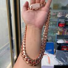 316L Stainless Steel Miami Curb Chain Nekclace Or Bracelet 18mm-22mm  Rose Gold Plated Miami Cuban Link Chain  For  Hip Hop Jewelry For Men Jewelry Cuban Link Chain Necklaces For Men Gold Chain Cuban Link Chain Women Baddies Chain Accessories Suitable As Valentine's Day Gift, For Party And Daily Wear - 20毫米(0.78吋) - 查看 7