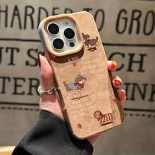 Funda de piel sintética marrón, color liso, con orificios grandes. Compatible con los modelos 11, 11 Pro, 12, 12 Pro, 13 Pro, 14 Pro, 14 Plus, 15, 15 Plus y 15 Pro. - Caqui - Ver 4