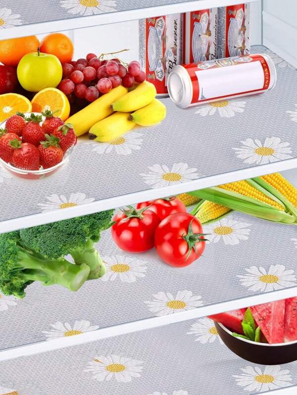 4 divisores de refrigerador lavables - Tapetes para refrigeradores y congeladores a prueba de agua y repelentes al aceite, estantes de vidrio, gabinetes y cajones - Accesorios de almacenamiento de cocina esenciales