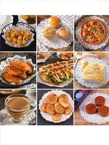 50/100 件白色圆形蕾丝烘焙垫、一次性波浪边纸衬垫、蛋糕垫和空气炸锅衬垫，适用于婚礼、派对和节日工艺品 - 白色 - 查看 9