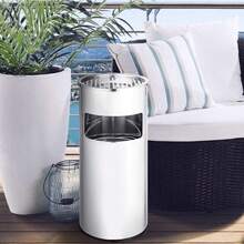 Hotel Ashtray Trash Can With Ashtray For Outdoor Use - Stainless Steel Standing Ashtray With Trash Can - Trash Can Height 60 Cm - 30 L - Silver 2 - View 5
