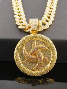 1 件男女通用个性化符号圆形吊坠项链，时尚百搭项链配饰