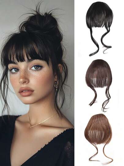 Synthetic Wig With Straight Bangs And Dragon Whisker Bangs, Natural Forehead Bangs, Top Of The Head, Face-Modifying Wig, Hair Clips Claw, Hair Claws, Hair Slide, Hair Barrettes