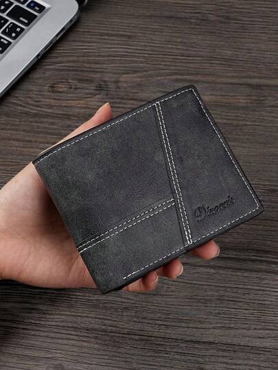 New PU Leather Stitched Short Wallet With Coin Pouch, Multiple Card Slots, Large Capacity For Cash And Cards, Available In Black, Coffee, Light Brown - Great Gift For Friends And Family!