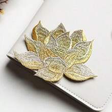 1pc Chinese Style Embroidered Lotus Flower Patch, Pink, Blue, Gold, DIY Clothing Decoration - Multicolor - View 6
