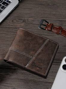 Nueva billetera corta de piel sintética con costura, monedero, múltiples ranuras para tarjetas, gran capacidad para efectivo y tarjetas, disponible en negro, café, marrón claro - ¡Excelente regalo para amigos y familiares!