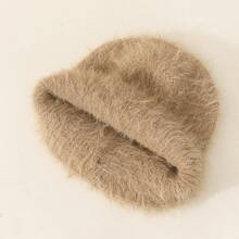 1頂女款柔軟舒適的純色針織帽子,保暖多功能,適用於秋冬休閒