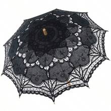 BABEYOND Lace Umbrella Parasol Vintage Wedding Bridal Umbrella For Decoration Photo Lady Costume 1920s Party (Black) - màu đen - Xem 7