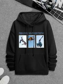 sweat-shirt à capuche personnalisé pour hommes, sweat-shirt à capuche ample et décontracté pour la rentrée, les activités extérieures, Halloween, avec photo ou design personnalisé. Convient pour les couples, les blagues, les cadeaux surprises, les vêtements de sport style petit ami, coupe basique. Convient pour le petit ami, la famille, les amis. sweat-shirt à capuche noir, cadeau pour les fêtes, cadeau pour lui, automne, Top à manches longues - Noir - Voir 4