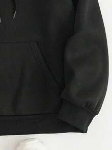 Sudadera con capucha informal de manga larga con bolsillo y de hombros caídos con estampado gráfico de dibujos animados