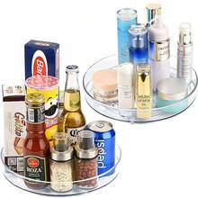 2 Pack Lazy Susan Cabinet Organizer, Plastic Rotating Round Turntable For Pantry - Transparent - View 1