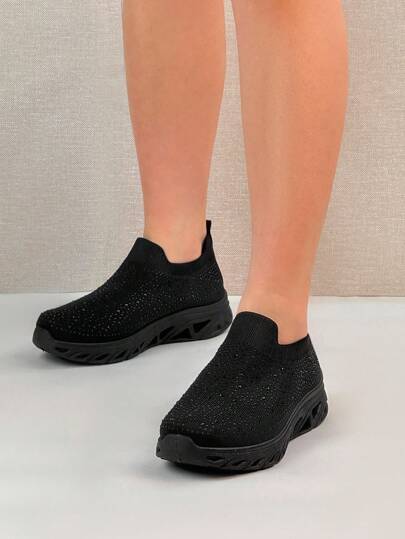 Mesh, Rhinestone, Shiny Elegant, Fashionable, Resort, Neutral Sport, Avant-Garde, Preppy, Casual, Graceful, Business, Streetwear, Lightweight, Breathable Athletic Shoes