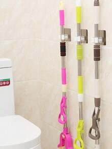 8/6/4/1pc Multi Functional Mop And Broom Storage With Hooks, Wall Mounted Adhesive Broom Hanger, Detachable Waterproof And Anti Slip Tool Storage Rack Suitable For Home Bathrooms, Kitchens, Gardens And Garages - Multicolor - View 7