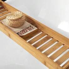SoBuy 80cm Long - Beautiful Bamboo Bathtub Shelf Bathtub Board Bathtub Support Bath Bridge W X H X D Approx. 80x4.5x14.6cm FRG212-N - Brown - View 5