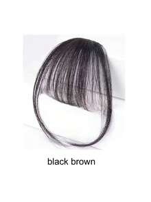 1pc Clip-On Bangs, Synthetic Clip-On Air Bangs, One-Piece Bangs, Clip-On Bangs, Dark Brown Hair Accessory, Women Clip-On Bangs, Black Straight Air Bangs With Sideburns, Claw Clips, Hair Claws, Hair Slide, Hair Barrettes, Clips For Hair, Hair Accessories