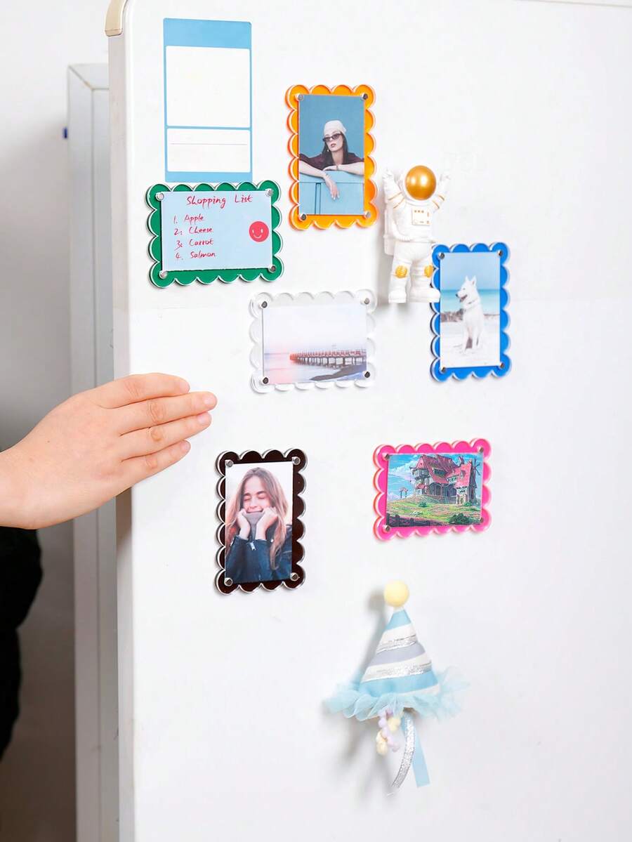 Creative Refrigerator Magnets, Strong Adhesive & Removable, 3-Inch Instant Photo Display Frame, Kitchen & Office Decor, Memo Sticker Without Drilling