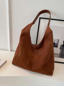 1 Set Women's Autumn/Winter Large Capacity Vintage Suede Underarm Tote Bag, High-End Commuter Shoulder Bag With Inner Lining, Newest Fashionable Suede Bag For Women