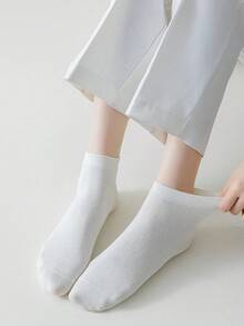 5/7/10雙（隨機混色）純色男女款運動休閒短襪，柔軟舒適透氣，適合四季穿著 - 彩色 - 查看 3