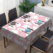 1/20pcs Halloween Theme Tablecloth,Cute Ghost Design Pink Tablecloth,Perfect For Parties,Dining & Home Decor,Halloween Decor