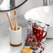 1 set/1 pieza/2 piezas Toallas de cocina y paños de cocina con estampado de hombres de jengibre navideños, adecuados para decoración de interiores en restaurantes, cocinas y baños, decoración de fiestas, regalos navideños y también pueden ser entregados como regalos de Navidad