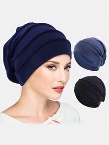 3 件装女士无檐便帽、化疗帽、睡眠帽、光头帽、穆斯林头巾帽，适合日常使用