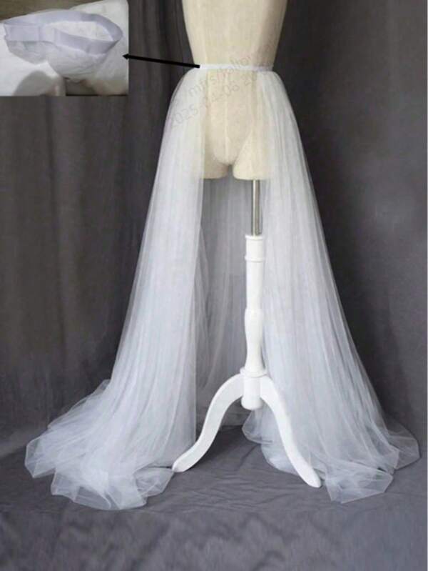 Detachable Train Tulle Skirt, High Waist Elegant Bridal Gown, Suitable For Runway Show