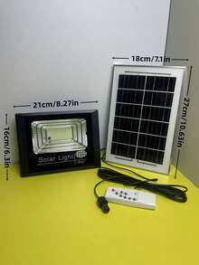 1pc ABS Material Wireless Outdoor Waterproof Photosensitive Remote Control Timed LED Solar Floodlight, Suitable For Garden, Home, Courtyard, Plaza, Road, Park, Outdoor Construction, Emergency Repair Lighting (Small Size With 18650-800mAh Battery, Medium Size With 18650-1200mAh Battery, Large Size With Dual 18650-1200mAh Batteries) - Multicolor - View 5