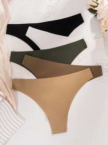 5 件装女士性感无缝比基尼内裤，舒适低腰内裤 - 彩色 - 查看 5