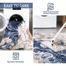 Waschbarer, moderner abstrakter Teppich, rutschfest, niedriger Flor, weicher, zeitgenössischer Überwurf, Bodenbelag, faltbarer Innenteppich für Wohnzimmer, Schlafzimmer, Spielzimmer, Kinderzimmer