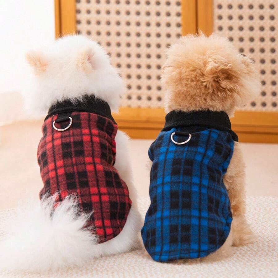 1pc Dog & Cat Checkerboard Chest Harness, Suitable For Sweatshirts, Fits Poodle, Bichon Frise And Other Medium/Small Breeds (Please Refer To Size Chart)