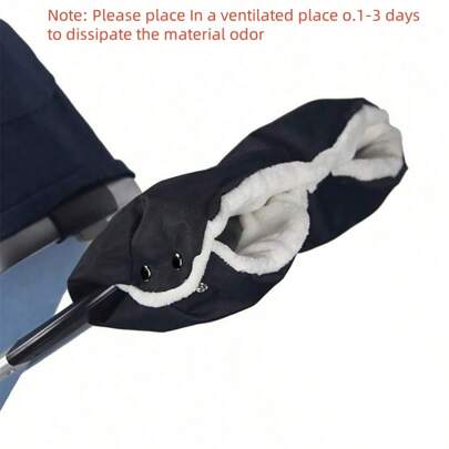 1 Stück Schwarze verstärkte Kinderwagen Handschuhe, warme & windabweisende Kinderwagengriff Wärmer mit Plüschfutter als Winter Kinderwagen Zubehör