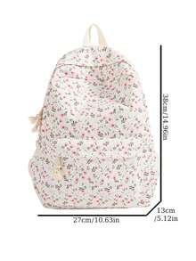 1 chiếc balo in hình phong cách sinh viên dễ thương, có ngăn đựng laptop, dây đeo vai điều chỉnh được, túi du lịch nhẹ nhàng, phù hợp cho nữ sinh/thiếu niên/sinh viên/sinh viên mới tốt nghiệp, sử dụng hàng ngày, đi chơi, du lịch, đi học và mùa tựu trường. - trắng - Xem 2