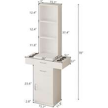Salon Station For Hair Stylist, Salon Station With Barber Cabinet, Hair Stations Equipment Hair Dryer Holder, Drawers, Storage Cabinet For Hair Styling, White/ Black/ Pink - trắng - Xem 2