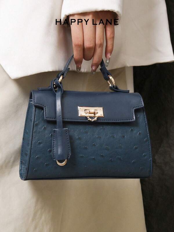 HAPPY LANE 时尚棕色拼布简约风格手提包，复古度假风单肩包，配有丝带配饰，适合商务、休闲、购物、学校，正面扭锁手提包，肩带，斜挎包，非常适合日常、聚会、旅行，轻巧耐用，复古魅力，适合优雅独特的女性，适合任何场合，展现独特的时尚品味