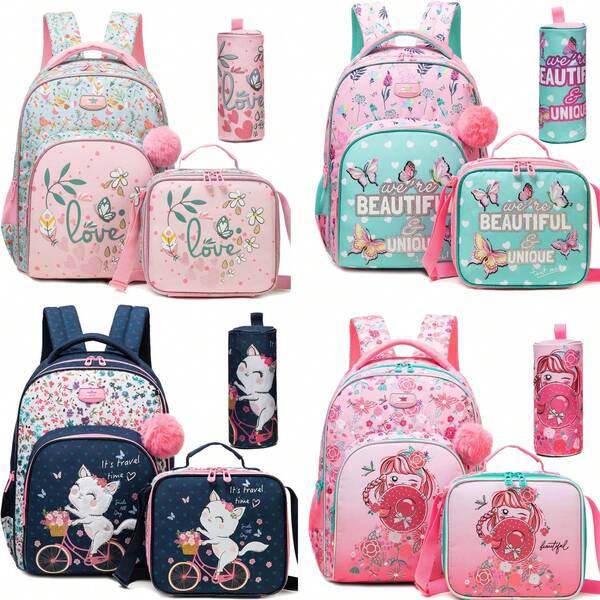 Cute Backpack For Girls - 3 In 1 Set With Lunch Bag & Pencil Case - Ages 8-10 The Best Gift For Girls