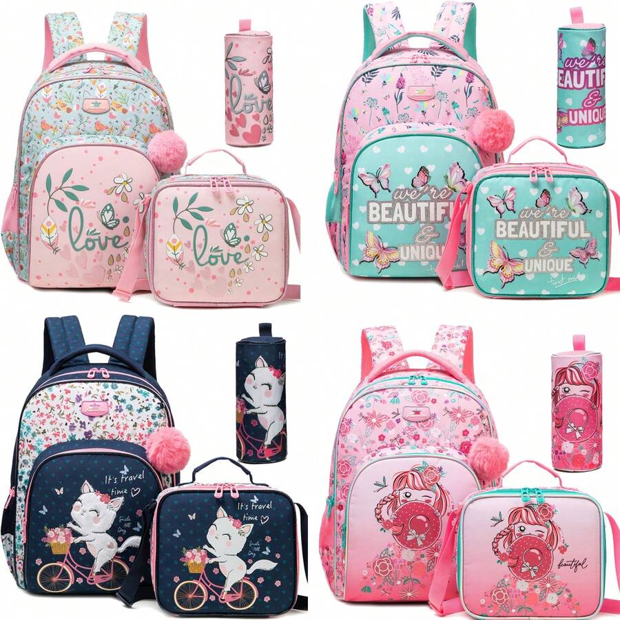 Cute Backpack For Girls - 3 In 1 Set With Lunch Bag & Pencil Case - Ages 8-10 The Best Gift For Girls - Girls Schoolbag - View 1