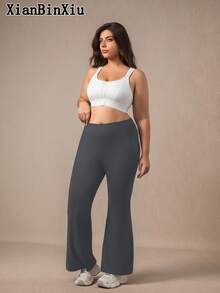 XianBinXiu 1 pièce Pantalon de yoga évasé grande taille pour femmes, legging de yoga ample à taille haute amincissant avec poches, gris, en tricot, élastique et confortable, convient pour le port décontracté quotidien et le yoga, toutes saisons, couche de base extensible et respirante, yoga à faible impact, pilates, ballet, port quotidien, printemps/été - Gris foncé - Voir 6