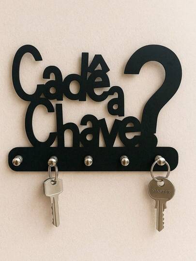 Porta Chaves Cadê a Chave? Em MDF Preto