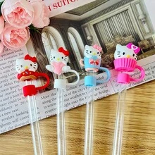 Sanrio Lindas tapas de silicona para pajitas, aptas para vasos a cuadros con pajitas, tapas para pajitas compatibles con tumblers de 30oz y 40oz, adorable protector de tapa de silicona, se ajusta a accesorios de vasos de 0.4 pulgadas/10mm