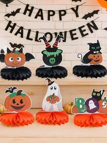 6Pcs Halloween Honeycomb Centerpieces,Happy Halloween Table Ornament Including Pumpkin,Ghost,Black Cat And Joker StyleHalloween Party Favors,Trick Or Treat Decorations For Halloween,Table Centerpiece,Halloween Home Decor,Fall Party Supplies,Halloween Decorations,Halloween Gifts