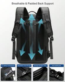 Sea Choice Vacpack Backpack Expandable 60L Backpack With Vacuum Compression TSA Lock Laptop Backpack - Black - View 4