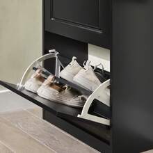 SoBuy 3 Flip-Drawers Shoe Cabinet Shoe Rack Shoe Storage Cupboard Organizer Blue W53 X D24 X H118cm FSR94-B - 黑色 - 查看 9